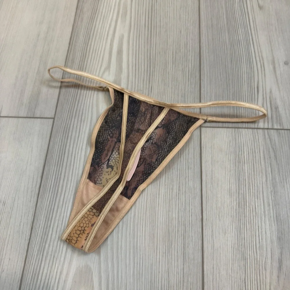 Vintage Victoria's Secret V-String‎ Thong Small Snakeskin Animal Print Y2K NWT